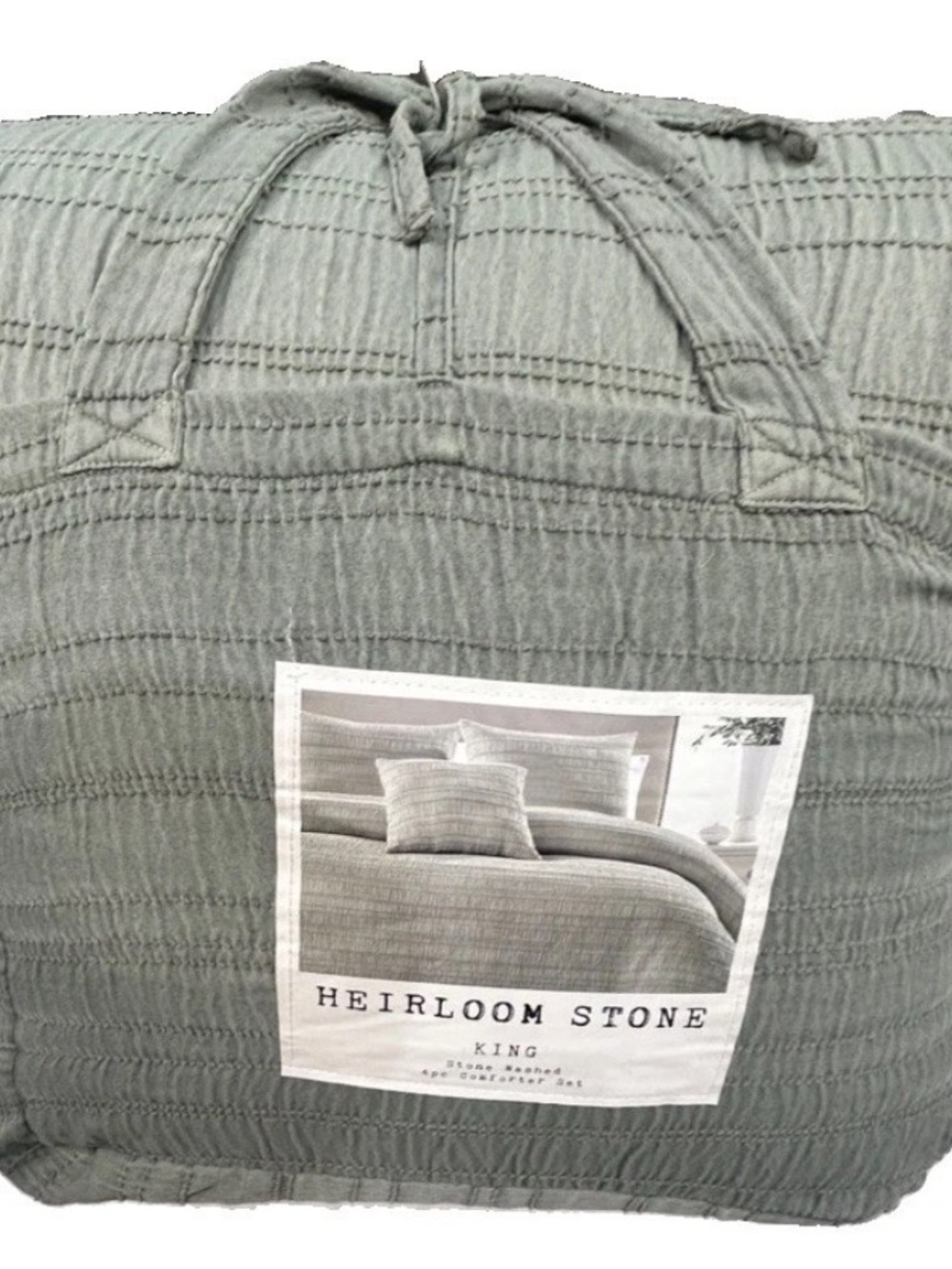 Heirloom Stone Washed Green Soft 4 Piece King Comforter Set